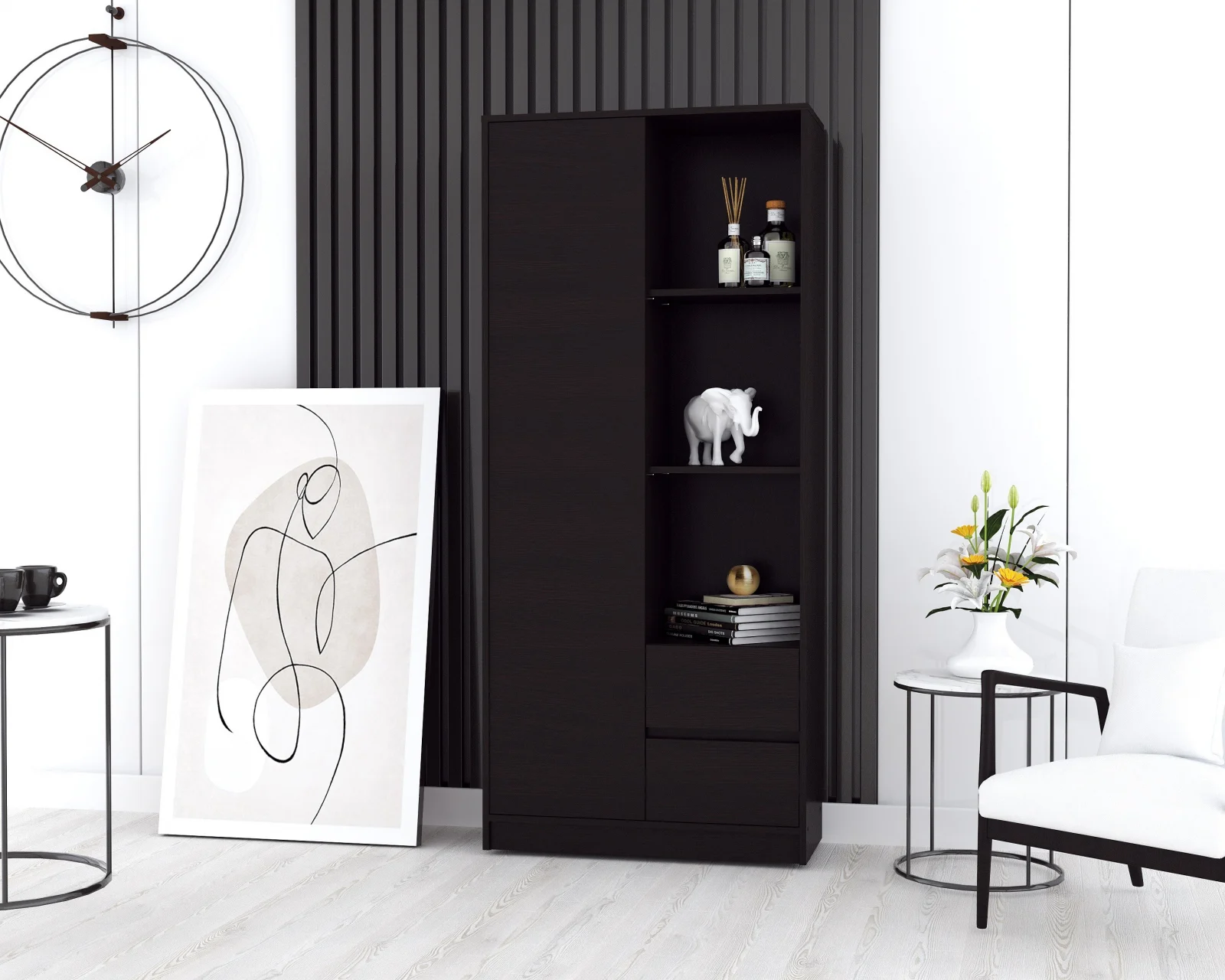 Mobila living - Dulap MP1 1U 2S  Wenge 80x33x180 cm