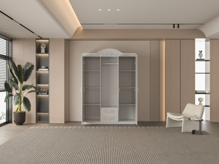 dulap 3 uși dormitor, alb, 150x200x50 cm [2]