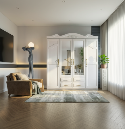 Mobila living - dulap alb cu 4 uși 200x200