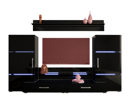 Living Domino 280x45x140 cm, MDF Negru Lucios [5]