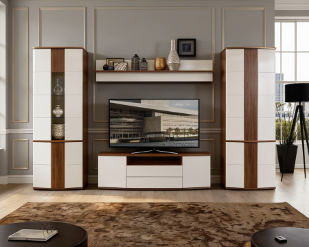 Seturi mobila living - Living Dona 1 Alb Frasin Shimo 332x45x208 cm