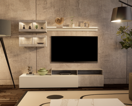 Seturi mobila living - Living Light Alb Lucios 210x45x170 cm