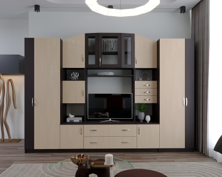 Seturi mobila living - Living Macarena 290x51x196cm, wenge/mesteacan