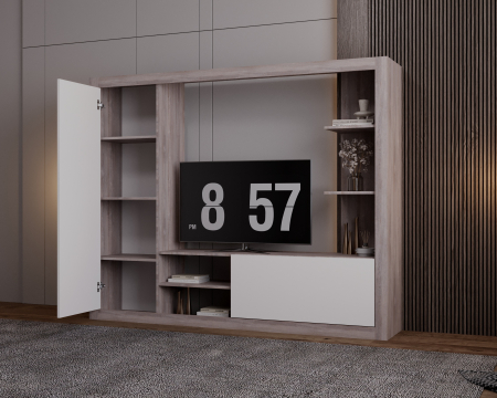 Living Rona Stejar Gri + Alb 200x36x160 cm [4]