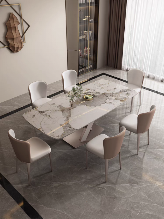 Mobila living - Masa dining 641 1600*800*750 marmura alba