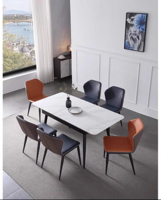 Mobila living - Masa dining 685,extensibila,marmura alba