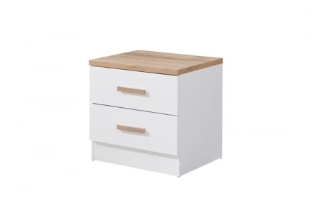 Noptiera Luna cu 2 sertare, culoare Alb+Sonoma, 50x40x50cm [2]