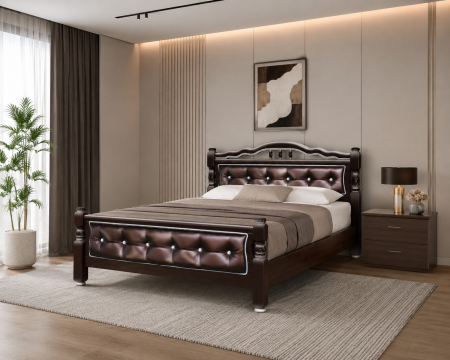 Mobilier tapitat - Pat Mijloc Karina 11 Tapitat Nuc Inchis Perlat