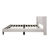 Pat tapitat Maya, 140x200, cadru din lemn cu somiera fixa, culoare Bej [4]