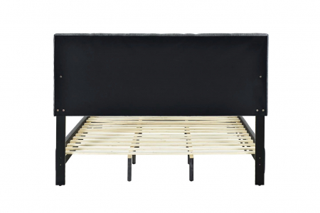 Pat tapitat Modern 120x200cm, cadru din lemn cu somiera fixa, culoare Gri [6]