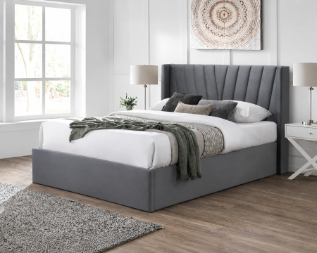 Paturi tapitate - Pat tapitat Prestige 2 160x200 spatiu de depozitare culoare Gri