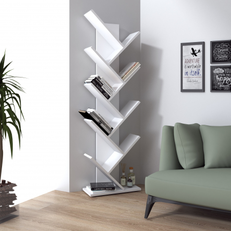 Dulapuri birou - Raft Pentru Carti, 43x20x143 cm, Alb