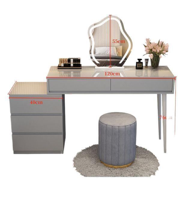 Set AMY 5, Masă de toaletă 100x40x76 pentru machiaj cu oglindă iluminată LED, Scaun INCLUS. [2]