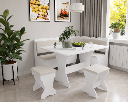 Coltare bucatarie - Set coltar bucatarie Rodos Alb Fildes