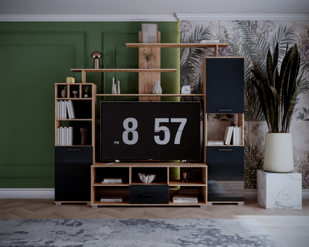 Mobila living - Set living Geo , 247x45x210 cm, stejar k003 / antracit