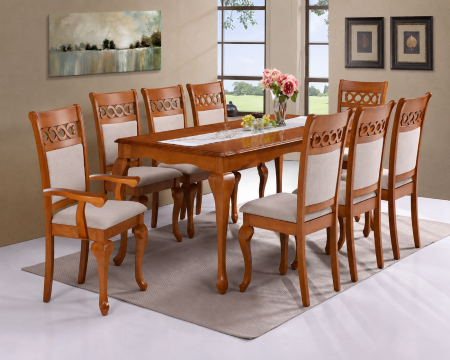 Masa cu scaune living - Set Masa RH7062T cu 6 Scaune RH8087C si 2 Scaune RH8087CA Oak