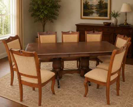 Mobila living - Set Masa RH7132 cu 8 Scaune RH8100 Dirty Oak 160x100x77 cm