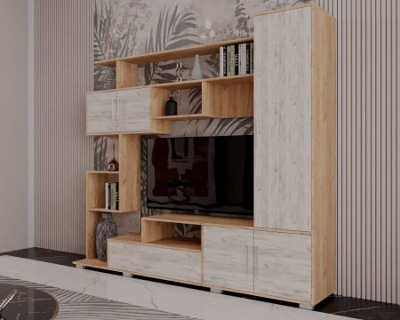 Set Mobila Living Pekin Ro 210x40x179 cm,  k003/k001 Stejar [1]