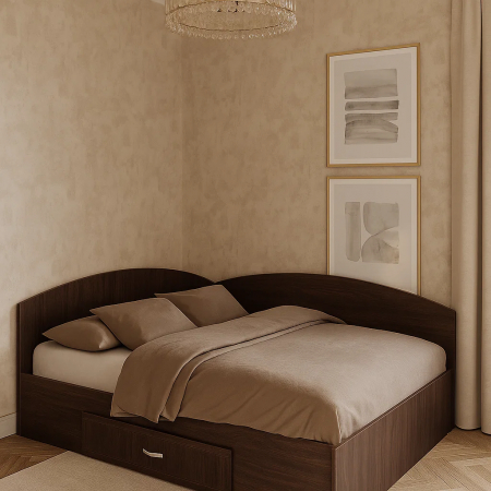 Mobila dormitor - Set Pat Colt 90 + Saltea Torino, Wenge