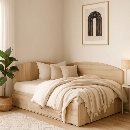 Pat dormitor - Set Pat Colt 90 si Saltea MR, Sonoma