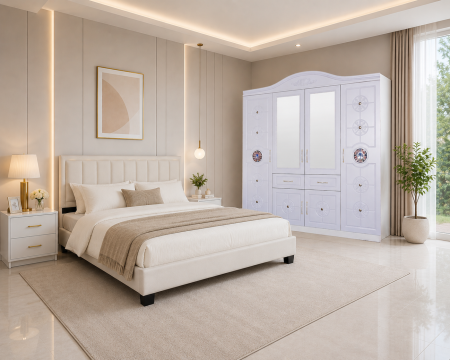 Dormitor complet - Pat Comfort 1 + Dulap ZQE 021 MDF - 6U+2S