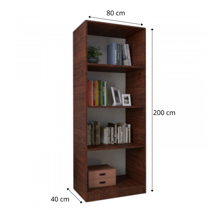 Bibliotecă SKY cu 4 rafturi Wenge 80 × 40 × 200 cm DituProd [2]