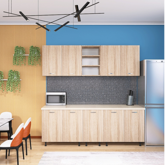 Bucatarie 200cm ELA, Culoare Sonoma, Material PAL 18mm, Blat Termorezistent [2]