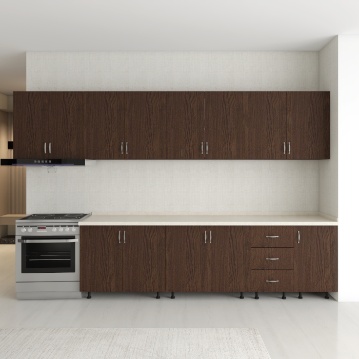 Bucatarie 300cm Amelia, Pal 18mm, Blat Termorezistent, Culoare Wenge [3]