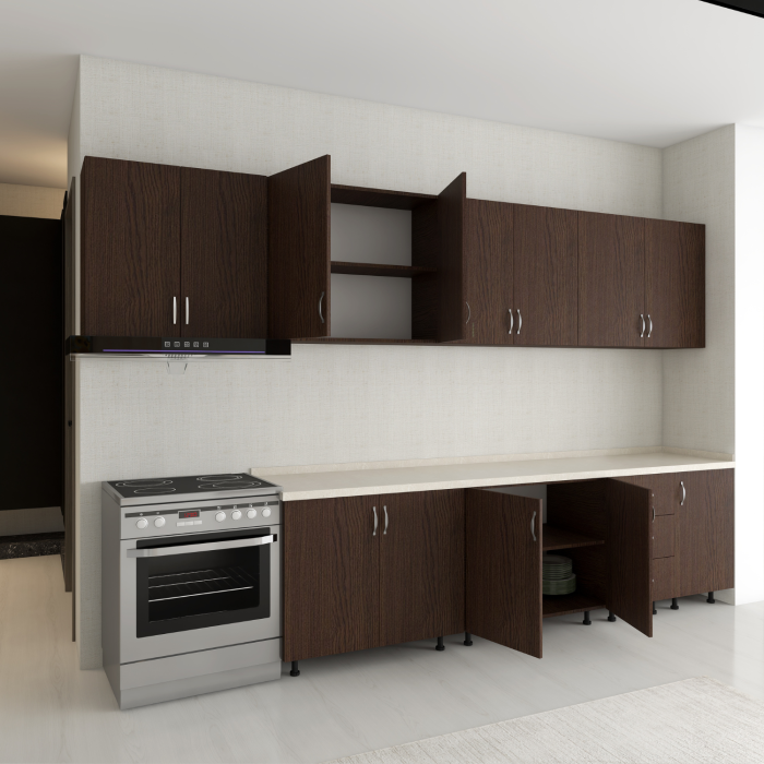 Bucatarie 300cm Amelia, Pal 18mm, Blat Termorezistent, Culoare Wenge [4]