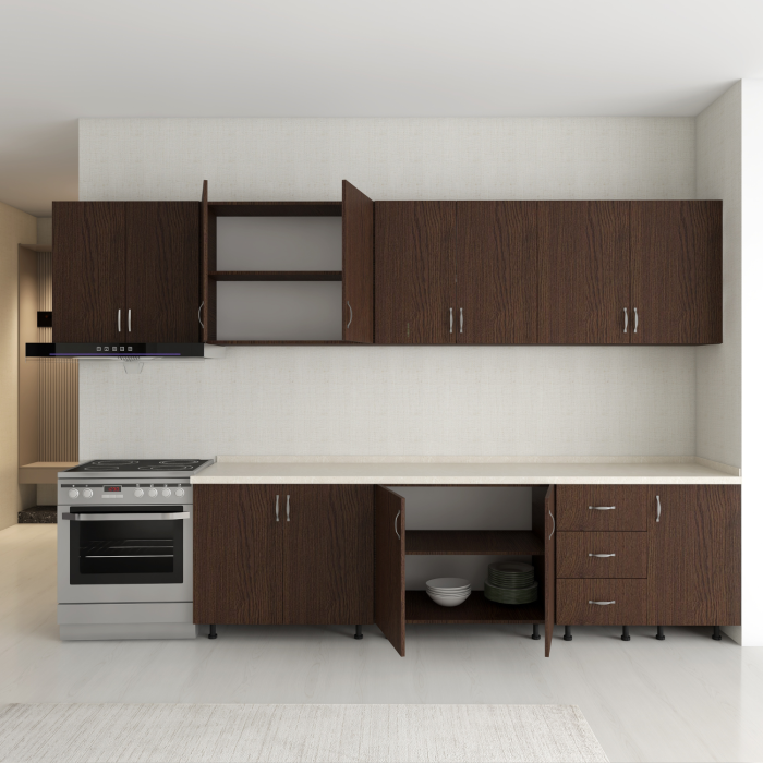 Bucatarie 300cm Amelia, Pal 18mm, Blat Termorezistent, Culoare Wenge [5]