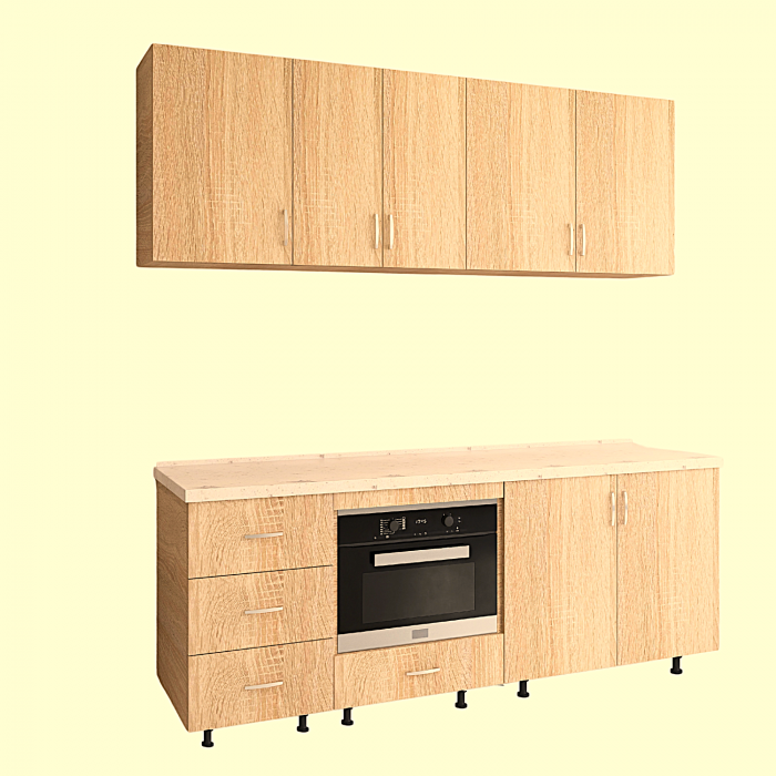Bucatarie Alina 180 cm, Culoare Stejar Sonoma, Pal 18mm, Blat Termorezistent 2,8 cm Grosime [5]