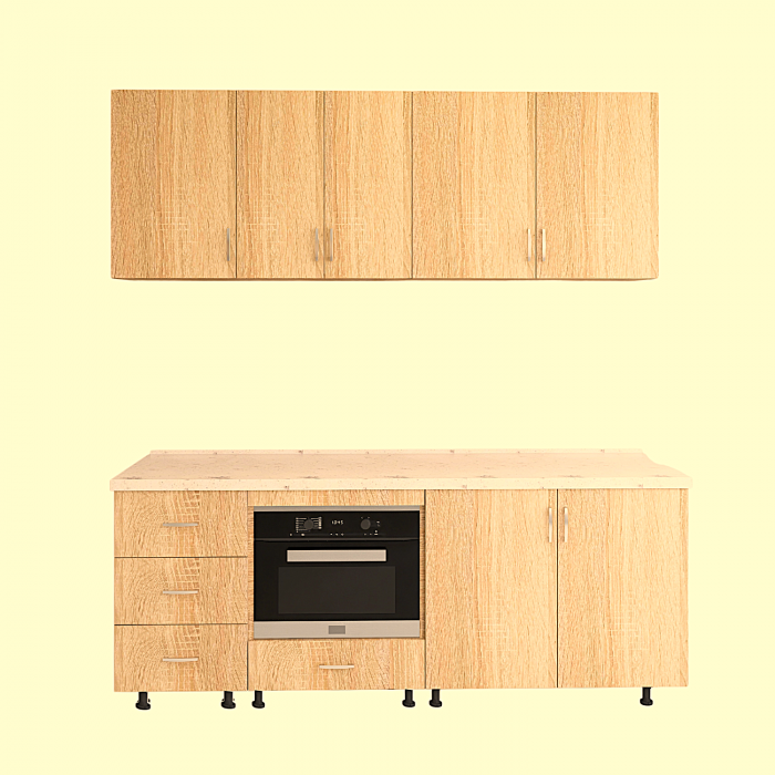 Bucatarie Alina 180 cm, Culoare Stejar Sonoma, Pal 18mm, Blat Termorezistent 2,8 cm Grosime [4]