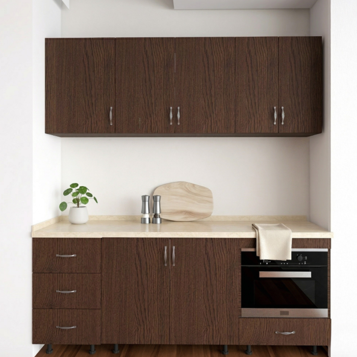 Bucatarie Alina 180 cm, Culoare Wenge, Pal 18mm, Blat Termorezistent 2,8 cm Grosime [2]