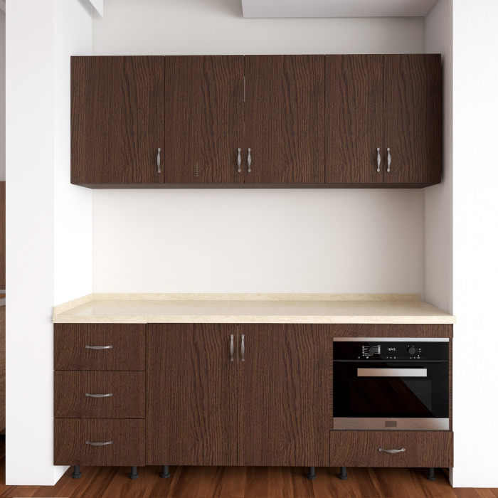 Bucatarie Alina 180 cm, Culoare Wenge, Pal 18mm, Blat Termorezistent 2,8 cm Grosime [3]