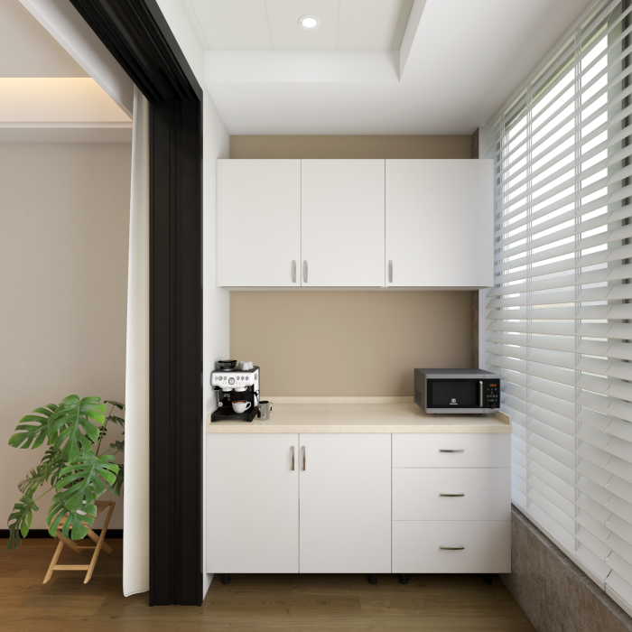 Bucatarie Balcon 120 cm, Pal 18mm, Culoare Alb, Blat Termorezistent 2.8 cm [1]