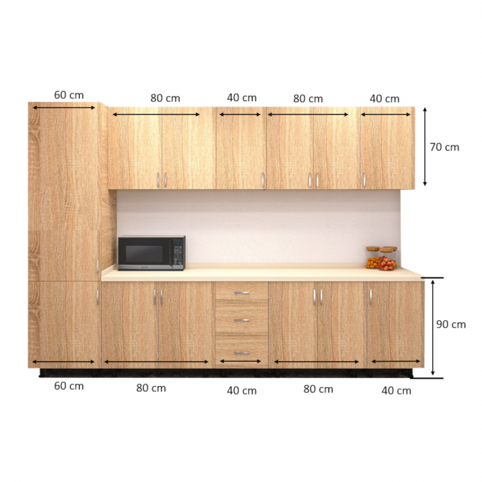 Bucatarie Claus 300 cm, Material PAL 18mm, Culoare Stejar Sonoma, Blat termorezistent 2.8cm [4]