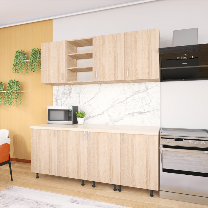 Bucatarie ELA 160cm , Culoare Sonoma, Material PAL 18mm, Blat Termorezistent [3]