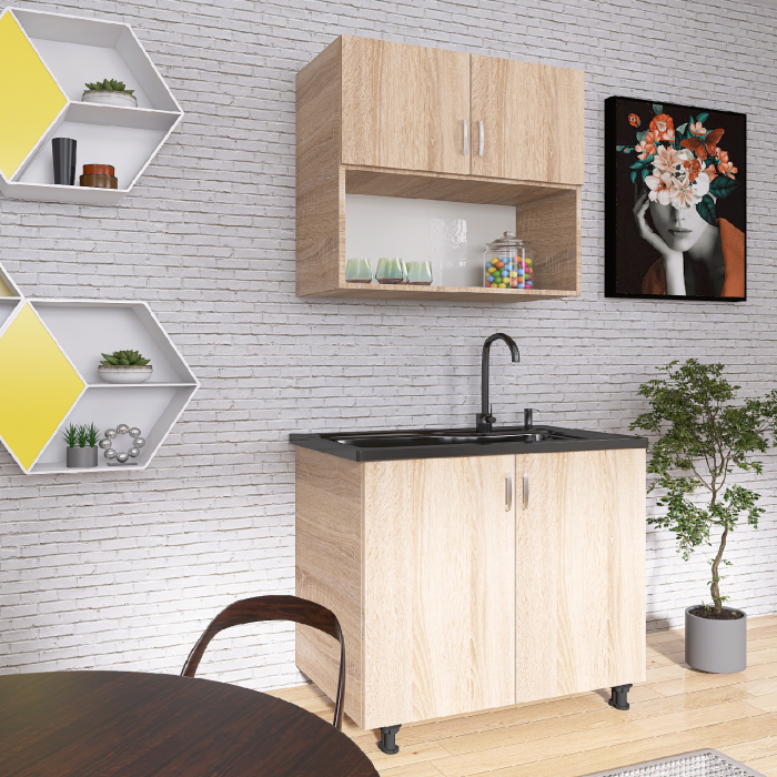 Bucatarie Lia 80cm, Culoare Sonoma, Material PAL 18mm [3]