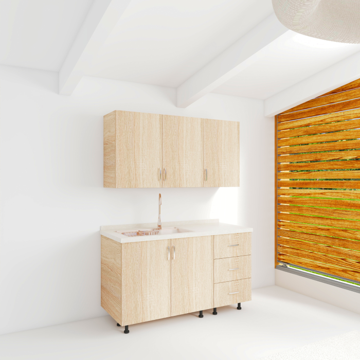 Bucatarie Maia 120 cm, Pal 18mm, Culoare Stejar Sonoma, Blat Termorezistent 2.8 cm [3]