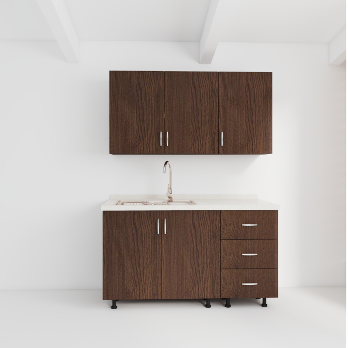 Bucatarie Maia 120 cm, Pal 18mm, Culoare WENGE, Blat Termorezistent 2.8 cm [2]