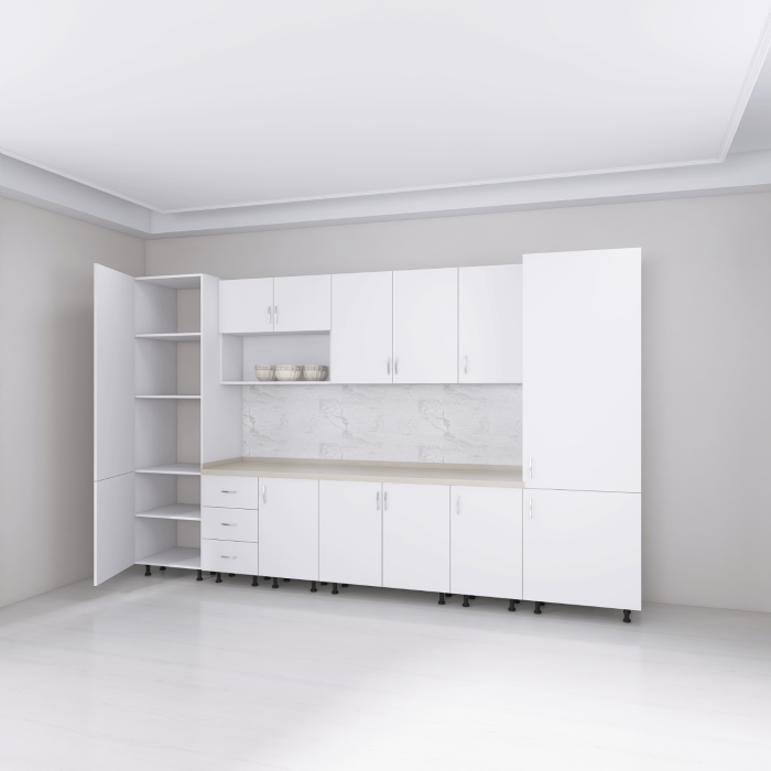 Bucatarie Modulara Adina 320cm,Picioare Reglabile, Material Pal 18mm, Culoare Alb [3]
