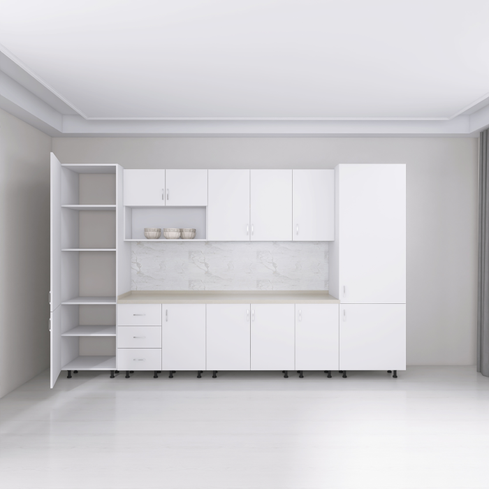 Bucatarie Modulara Adina 320cm,Picioare Reglabile, Material Pal 18mm, Culoare Alb [4]