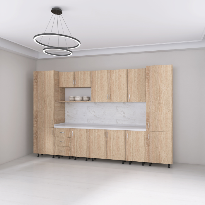 Bucatarie Modulara Adina 320cm,Picioare Reglabile, Material Pal 18mm, Culoare Stejar Sonoma [2]