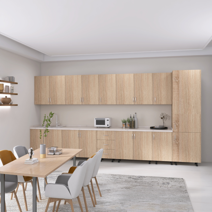 Bucatarie Modulara Mondo 380cm,Picioare Reglabile, Material Pal 18mm, Culoare Stejar Sonoma [4]