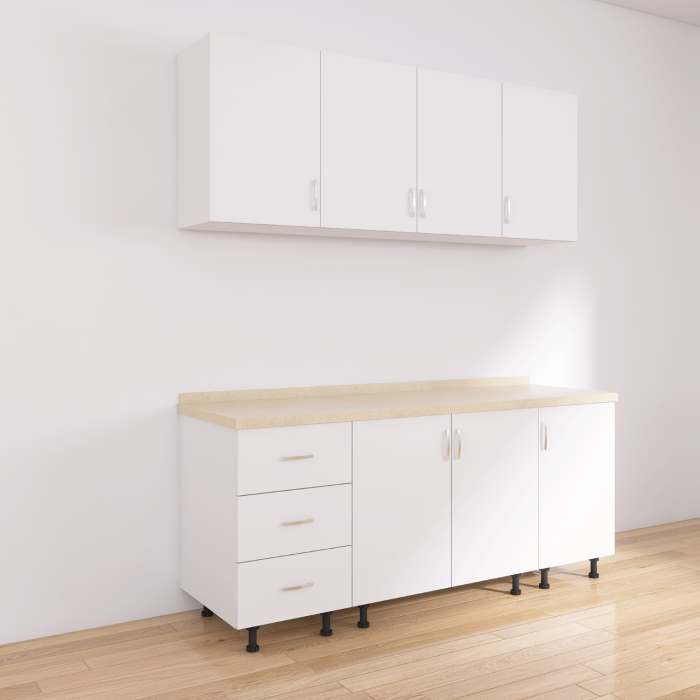 Bucătărie modulară Valencia 140 cm, Culoare Alb, PAL 18 mm, Blat Termorezistent 2,8 cm [2]