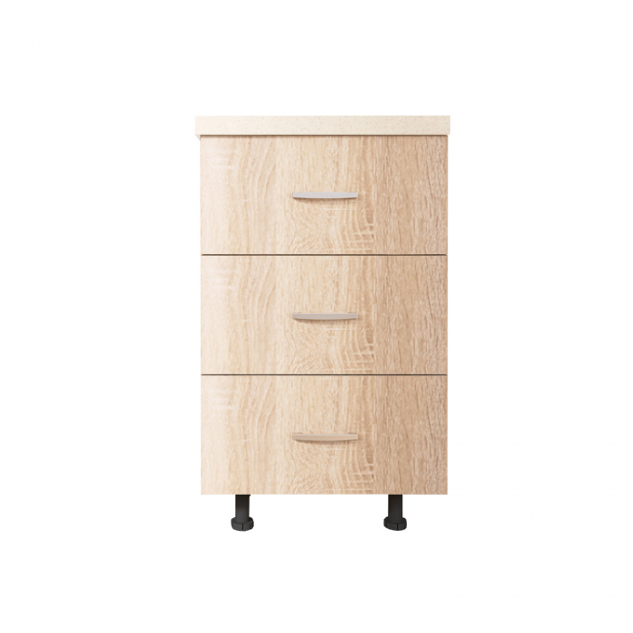 Corp Baza Bucatarie cu 3 sertare, L40cm x H90cm x A50cm, Culoare  Sonoma, Pal 18mm, Blat Termorezistent, [3]