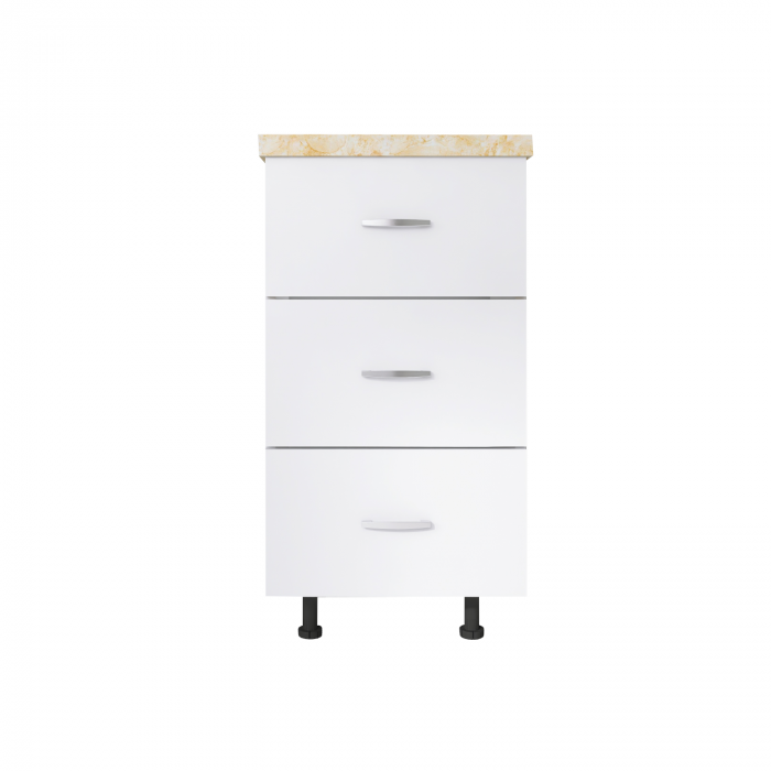 Corp Baza Bucatarie cu 3 sertare, L60cm x H90cm x A50cm, Culoare  Alb, Pal 18mm, Blat Termorezistent 2.8cm [2]