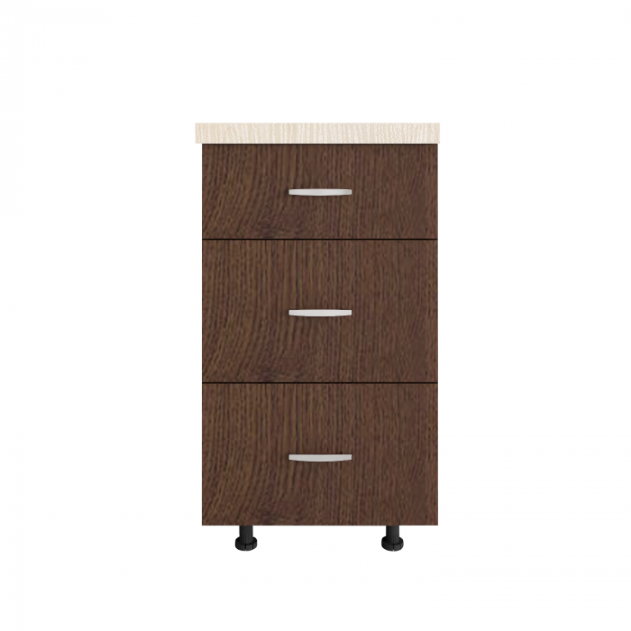 Corp Baza Bucatarie cu 3 sertare, L60cm x H90cm x A50cm, Culoare Wenge, Pal 18mm, Blat Termorezistent, [3]