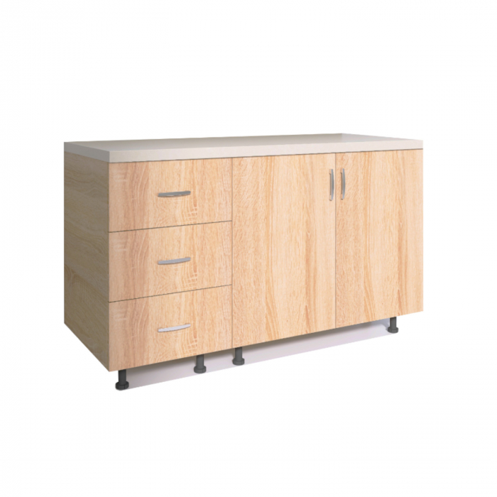 Corp Bucatarie Inferior L100 x A50 x H90cm, Culoare STEJAR SONOMA , PAL 18mm, Blat termorezistent 2,8 cm [1]
