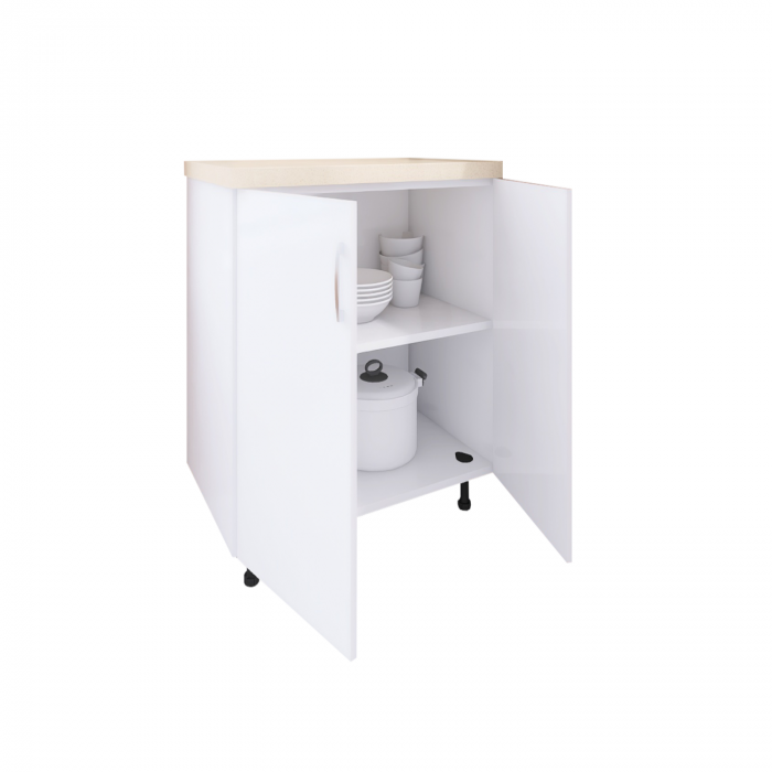 Corp Inferior Bucatarie 80x90x50 cm, Culoare Alb Mat, Pal 18mm [3]
